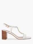 Dune Justify Leather Block Heel Sandals, White