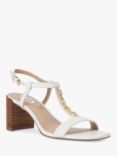 Dune Justify Leather Block Heel Sandals, White