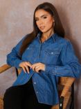 Chi Chi London Long Sleeve Denim Shirt, Blue