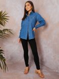 Chi Chi London Long Sleeve Denim Shirt, Blue