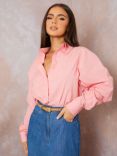 Chi Chi London Cotton Poplin Shirt, Pink Fuchsia