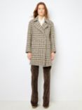 Gerard Darel Leopoldine Check Wool Blend Coat, Brown/Multi