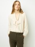 Gerard Darel Belphine Tie Neck Silk Blend Top, Beige