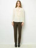 Gerard Darel Belphine Tie Neck Silk Blend Top, Beige