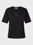 Gerard Darel Anouche Embellished Logo T-Shirt, Black