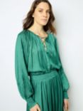 Gerard Darel Babeth Satin Blouse, Emerald