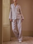 Piglet in Bed Linen Gingham Pyjama Trousers, Elderberry