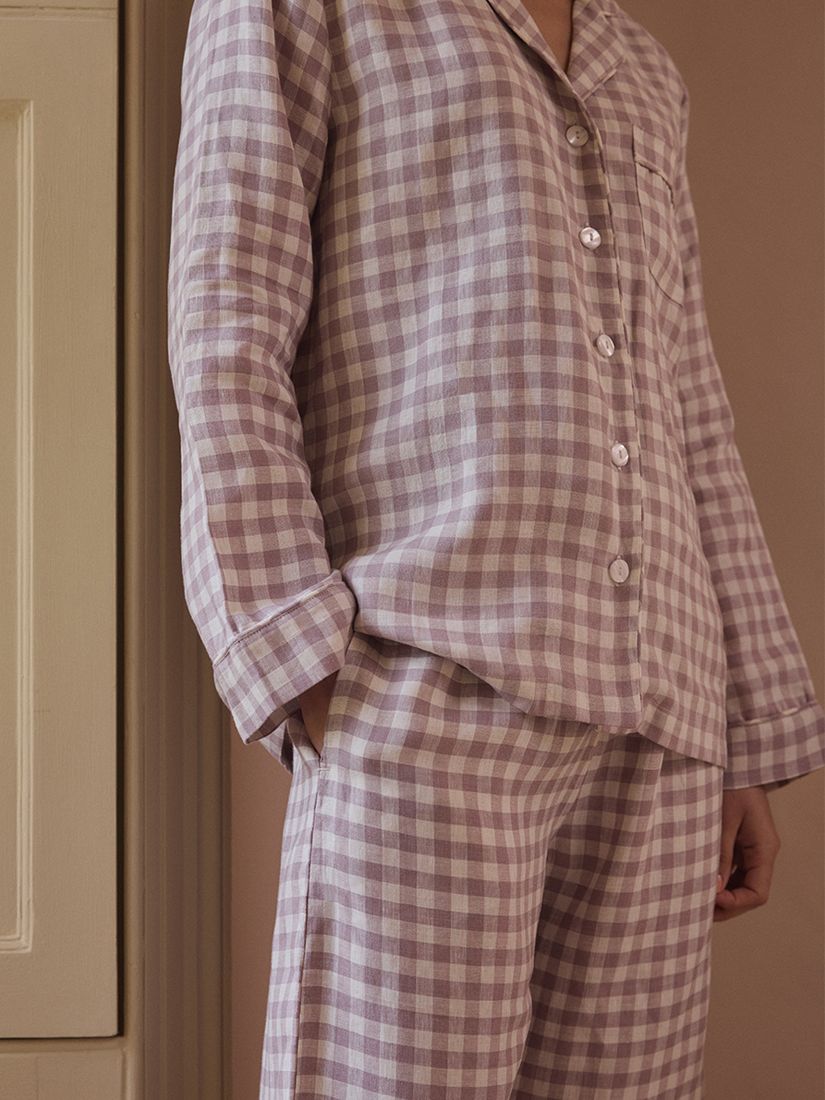 Piglet in Bed Linen Gingham Pyjama Trousers, Elderberry, XL