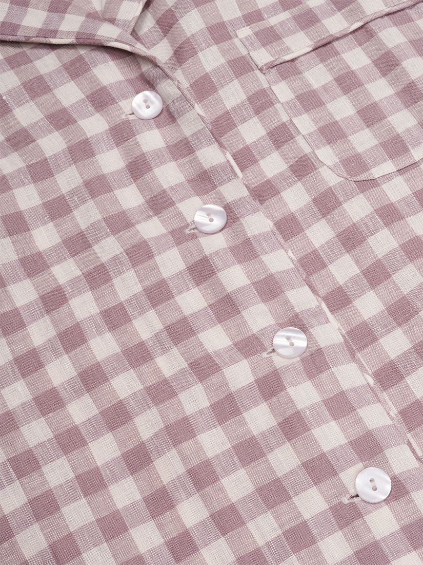 Piglet in Bed Relaxed Fit Linen Gingham Nightshirt, Elderberry, XL