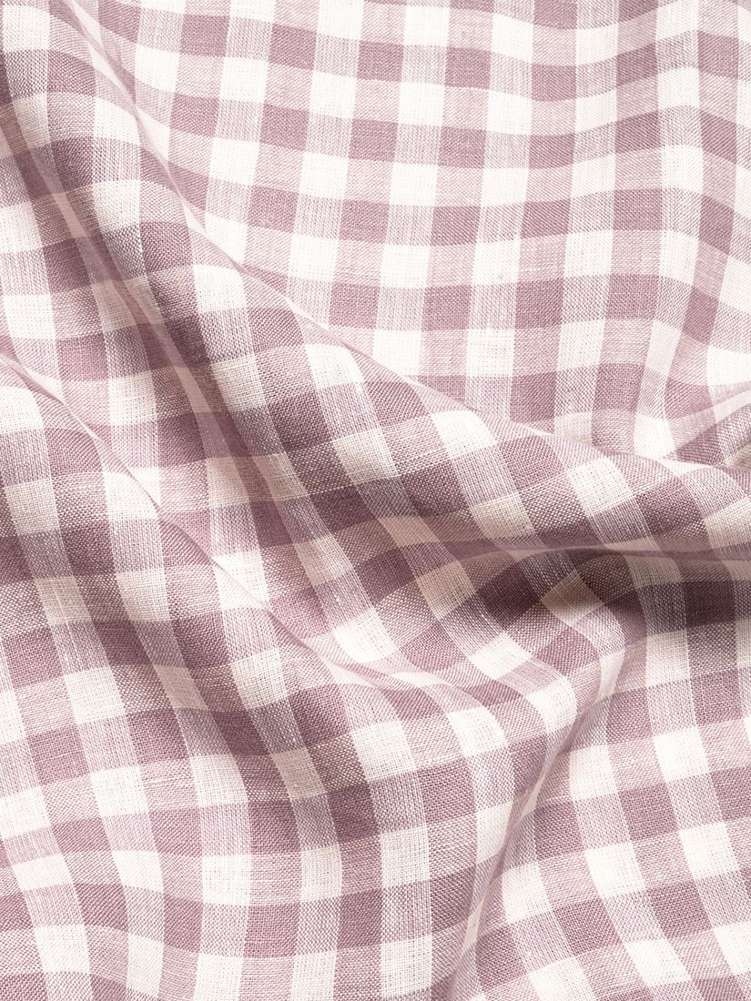 Piglet in Bed Relaxed Fit Linen Gingham Pyjama Shirt, Elderberry, XL