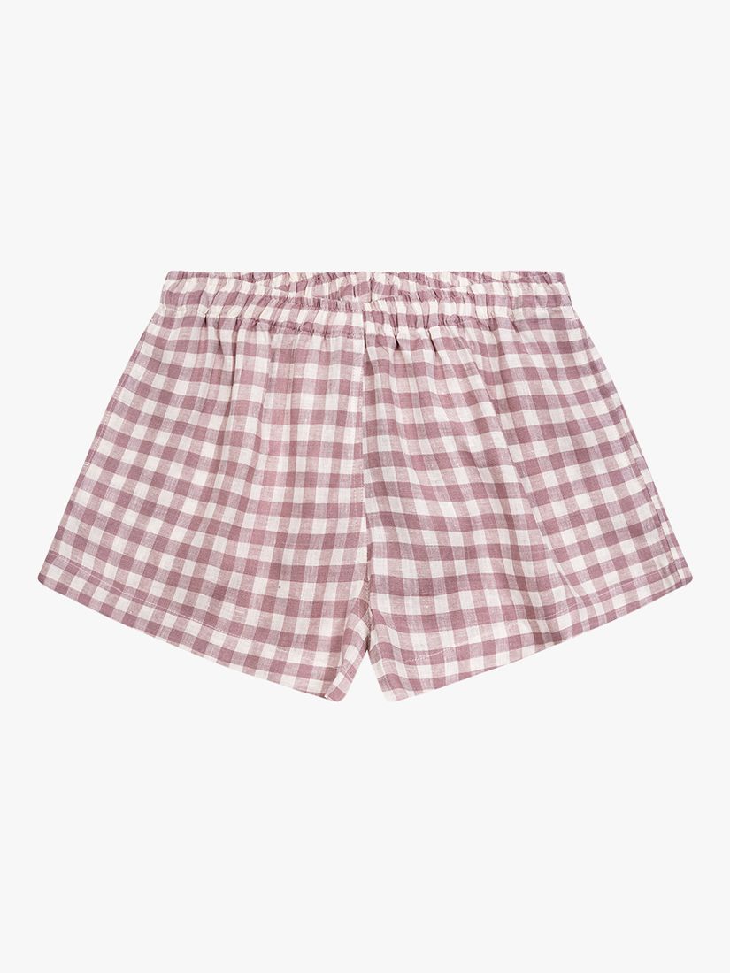 Piglet in Bed Linen Gingham Pyjama Shorts, Elderberry, XL