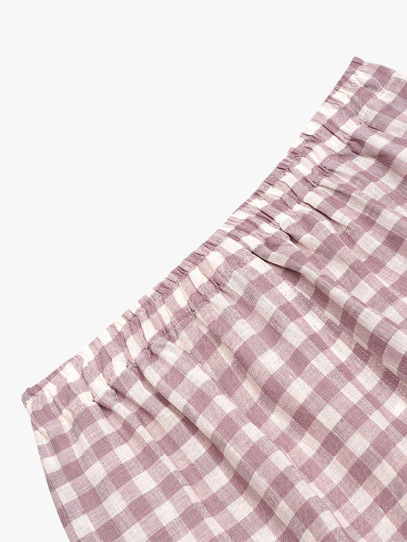 Piglet in Bed Linen Gingham Pyjama Shorts, Elderberry, XL