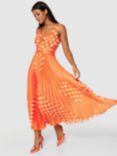 Closet London Spot Print Pleated Dress, Orange