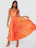 Closet London Spot Print Pleated Dress, Orange