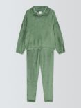 John Lewis Shimmer Fleece Zip Lounge Set, Khaki Marl