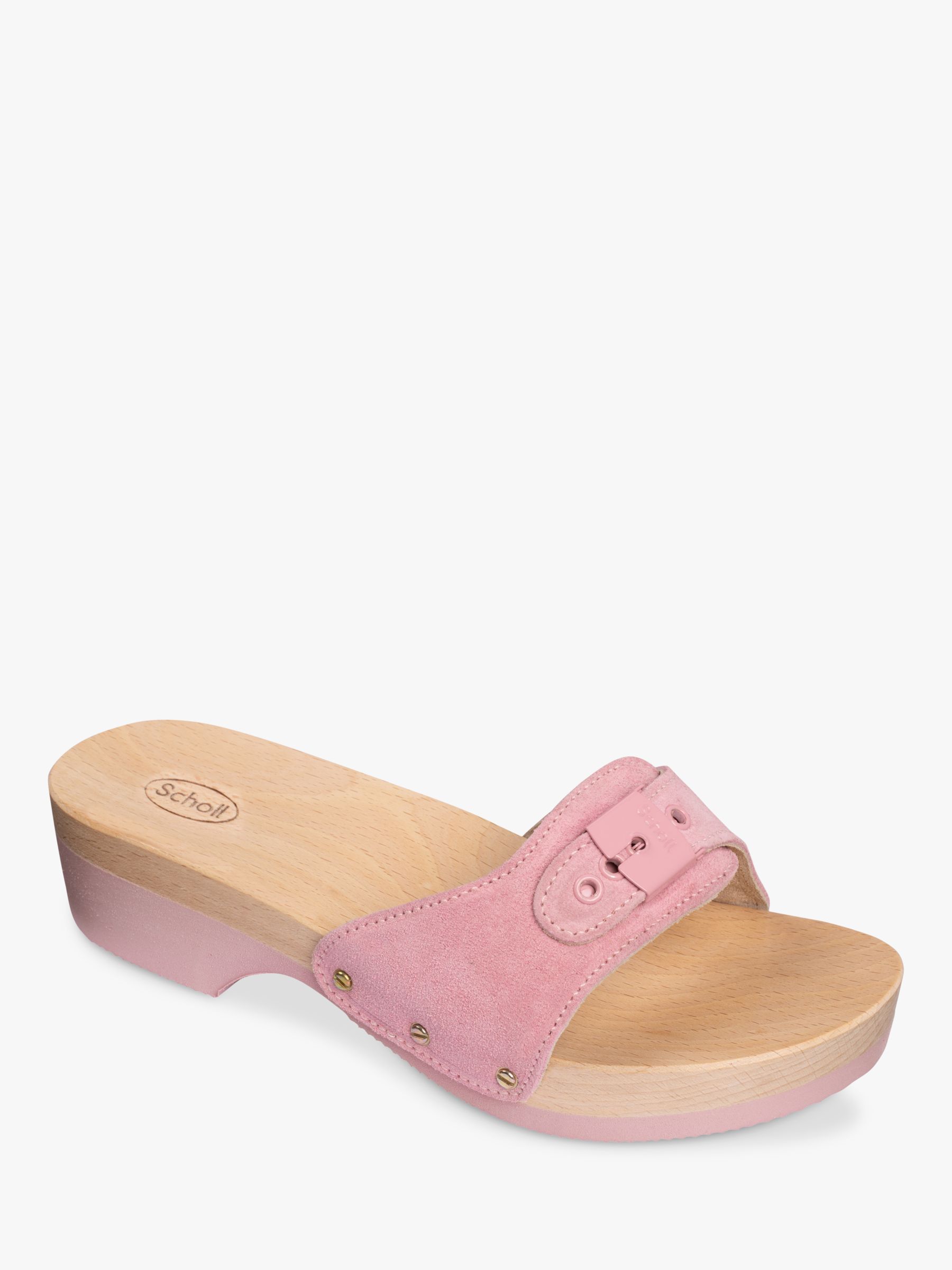 Scholl Pescura Suede Heeled Mules, Pink, EU36