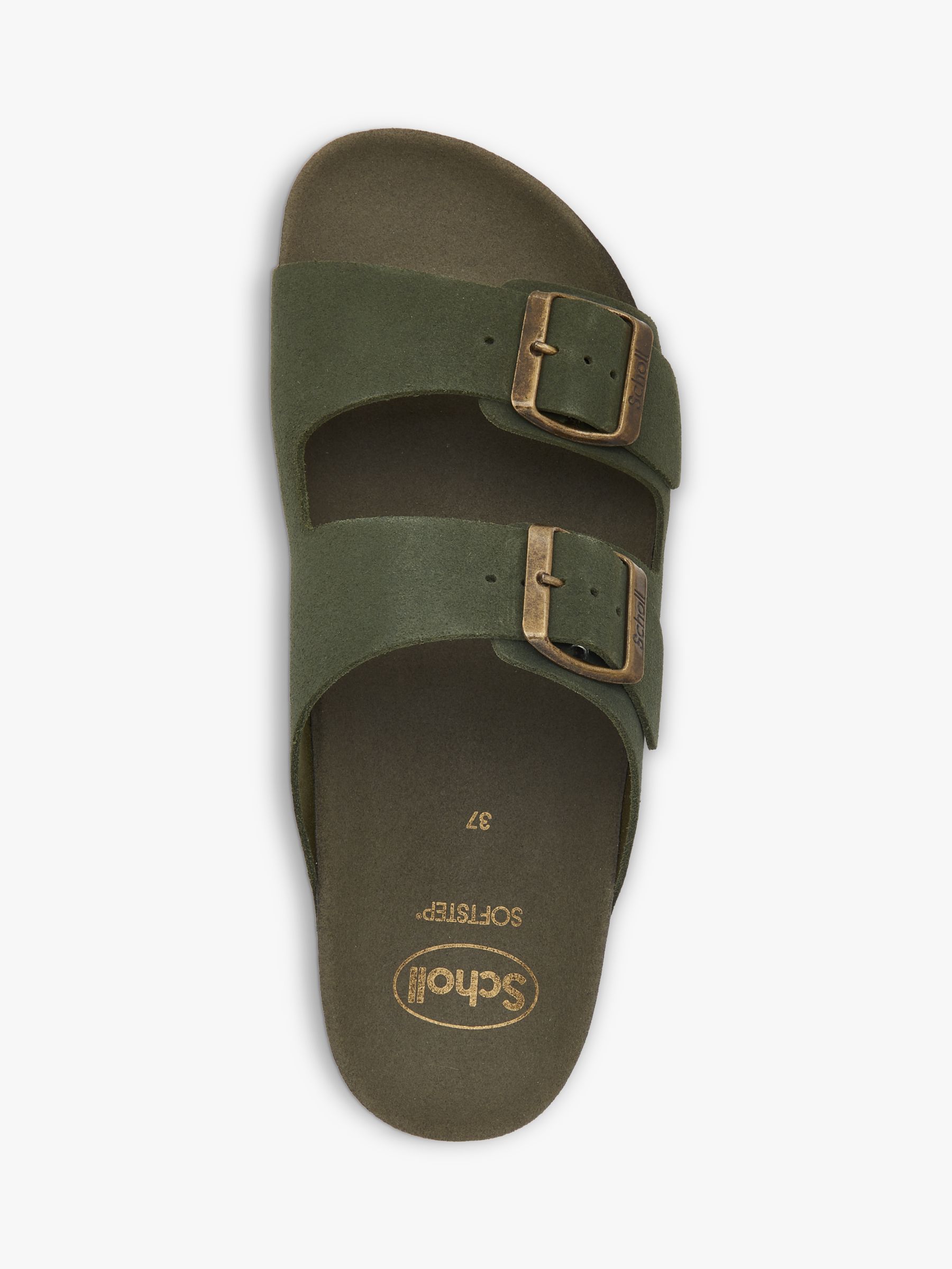 Scholl Josephine Suede Double Strap Sliders, Forest, EU36