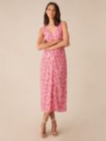 Ro&Zo Petite Paisley Ruched Midi Dress, Pink
