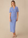 Ro&Zo Petite Stripe Knit Collared Midi Dress, Blue/White