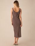 Ro&Zo Polka Dot Print Midi Dress, Brown/Multi