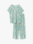 Polarn O. Pyret Floral Print Pyjamas, Harbor Grey