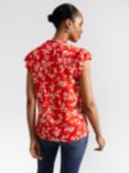 Hobbs Cleo Floral Print Blouse, Red/White