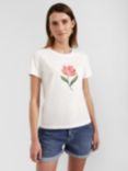 Hobbs Pixie Flower Print T-Shirt, Ivory/Pink