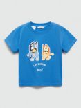 Mango Kids' Bluey Cotton T-Shirt, Bright Blue