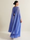 Phase Eight Marren Cape Sleeve Pleated Maxi Dress, Blue