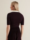 Phase Eight Rosie Tipped Collar Top, Burgundy