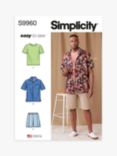 Simplicity Men's Knit T-Shirt, Shirt and Shorts Set Sewing Pattern, S9960