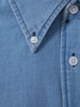 Reiss Minoa Chambray Pique Long Sleeve Shirt, Washed Blue