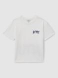 Reiss Kids' Abbott Paintstroke Logo T-Shirt, Optic White