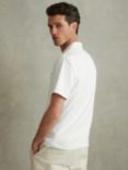 Reiss Nitus Herringbone Cuban Collar Shirt, White