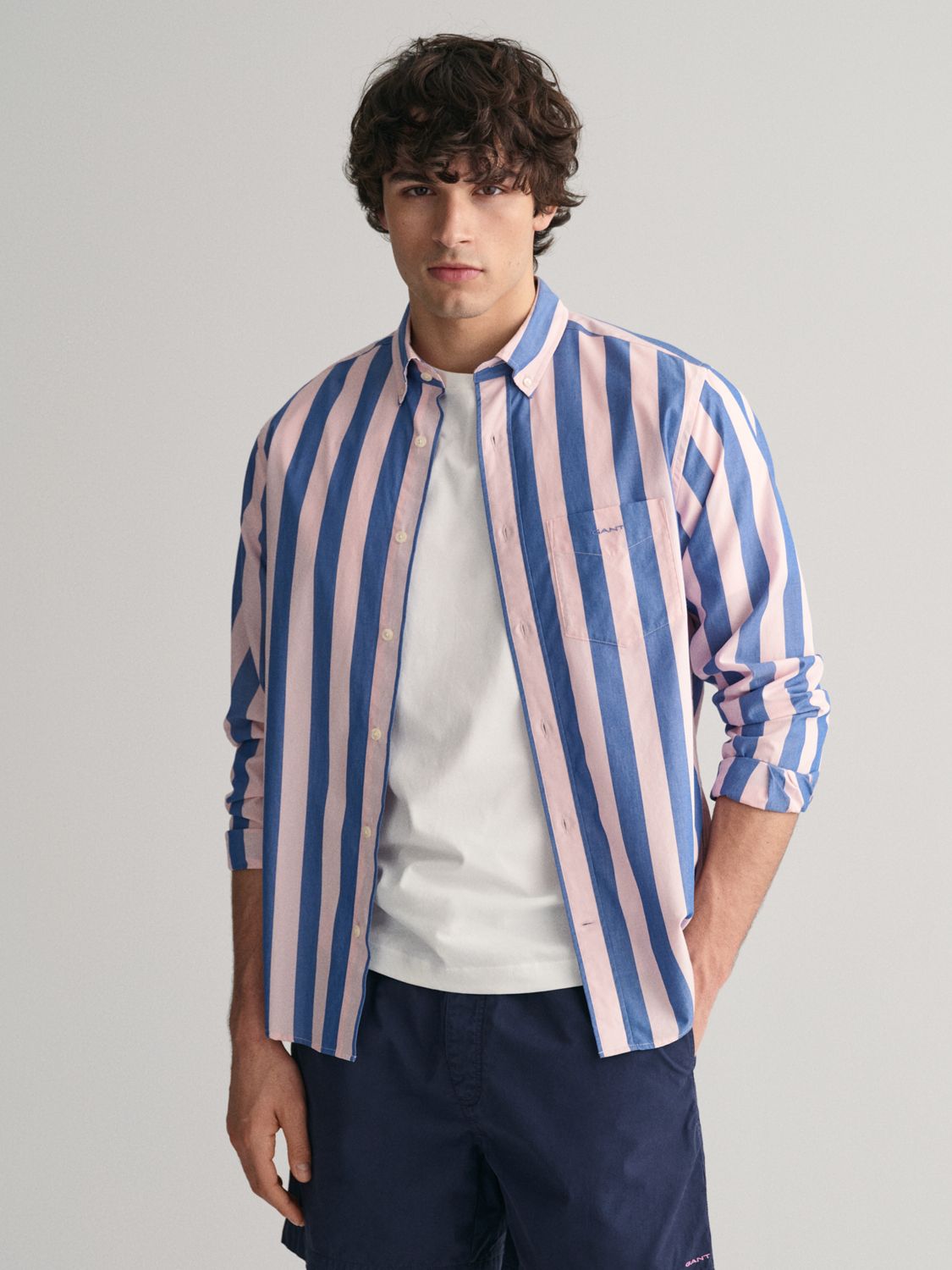 GANT Parasol Stripe Shirt, Pink/Blue, M