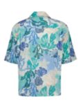 GANT Short Sleeve Sea Print Cotton Shirt, Rich Blue/Multi