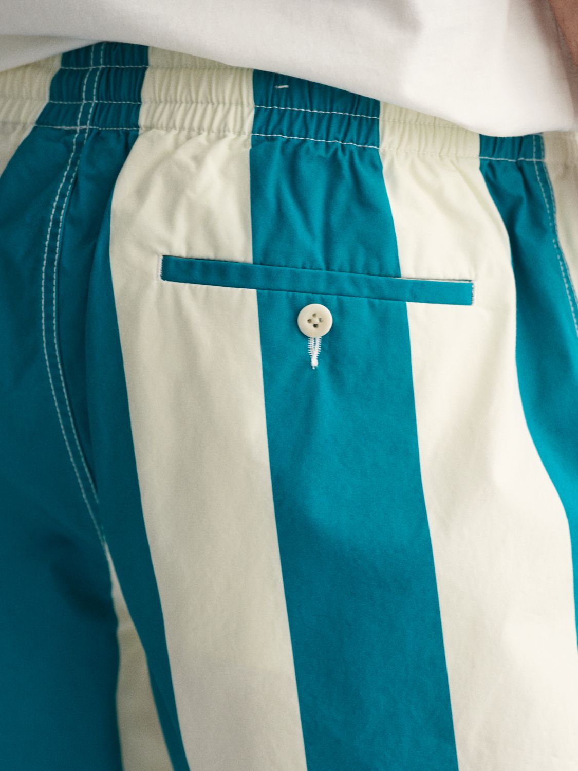GANT Draw Cord Cotton Stripe Shorts, Blue/White, XXL