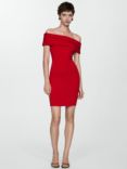 Mango Bardot Mini Dress, Red