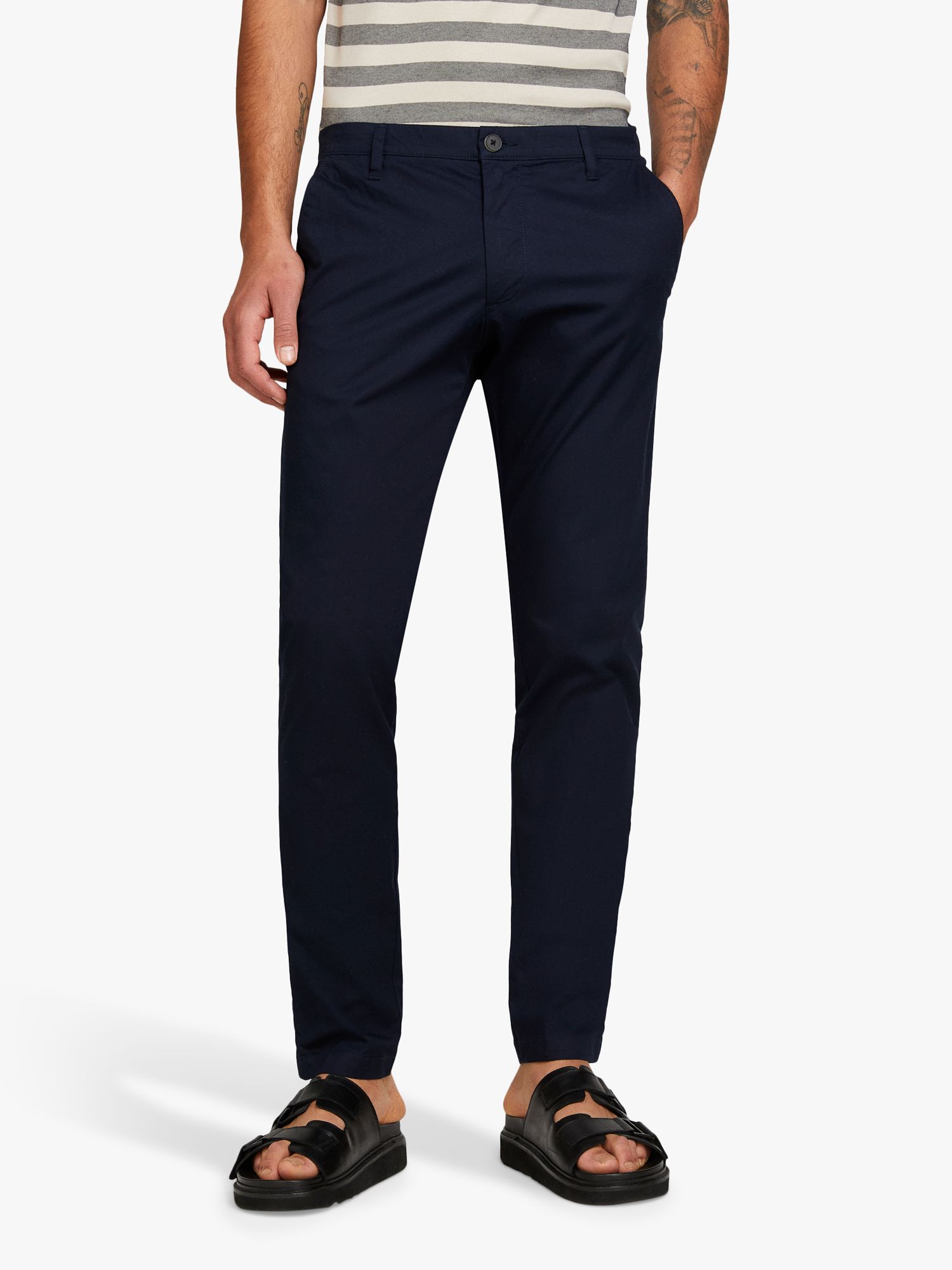 SISLEY Slim Fit Chinos, Mid Blue, 30