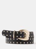 Mint Velvet Chunky Studded Leather Belt, Black