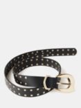 Mint Velvet Chunky Studded Leather Belt, Black