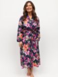 Cyberjammies Joanna Floral Print Long Dressing Gown, Navy/Multi