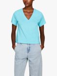 SISLEY Short Sleeve V-Neck T-Shirt, Blue