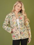 Yumi Quilted Floral/Stripe Reversible Jacket, Stone/Multi