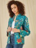Yumi Floral Quilted Reversible Jacket, Teal/Multi