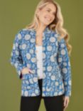 Yumi Floral Print Reversible Quilted Jacket, Blue