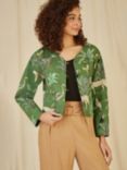 Yumi Animal Quilted Reversible Jacket, Green