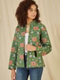Yumi Floral Quilted Reversible Jacket, Green/Multi