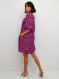 KAFFE Raya Floral Knee Length Dress, Festival Fuchsia