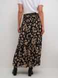 KAFFE Smocked Maxi Skirt, Black/Sand